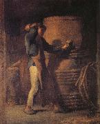 Jean Francois Millet The peasant in front of barrel oil on canvas